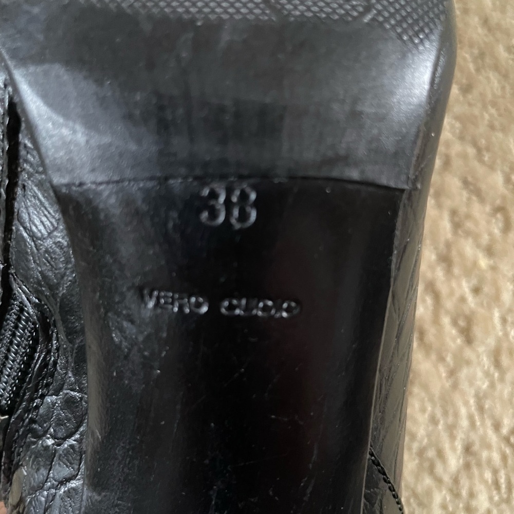 Prada Black Croc-Embossed Heeled Boots - Picture 9 of 10